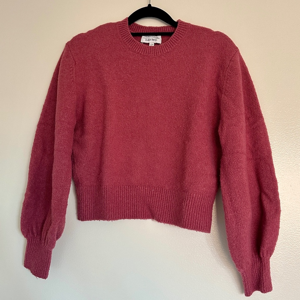 & Other Stories Puffed Cuffed Sleeve Wool Blend Sweater - Berry XS